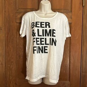 Chaser Women’s Beer & Lime Graphic Burnout T-Shirt Size Medium